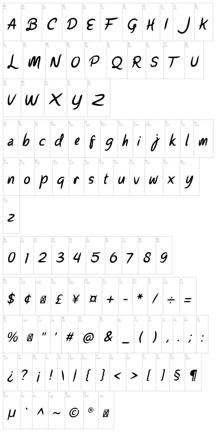 Parisien Night font map